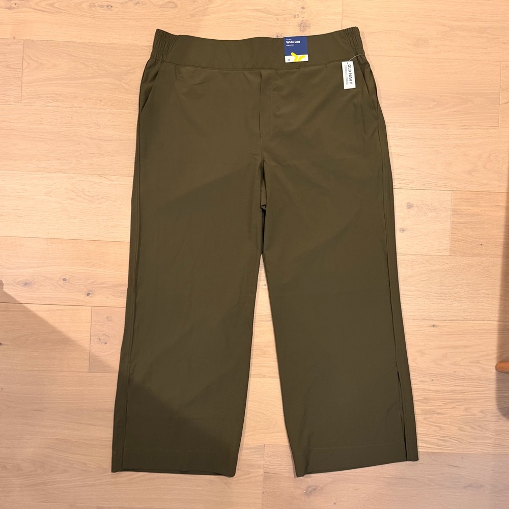 Old Navy Women's Olive Stretch Waist Wide-Leg Trousers